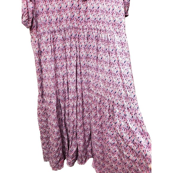 Simply Southern XXL Paisley Print Dress Pink & Purple Ruffle V Neck Tiered Skirt - Picture 7 of 10